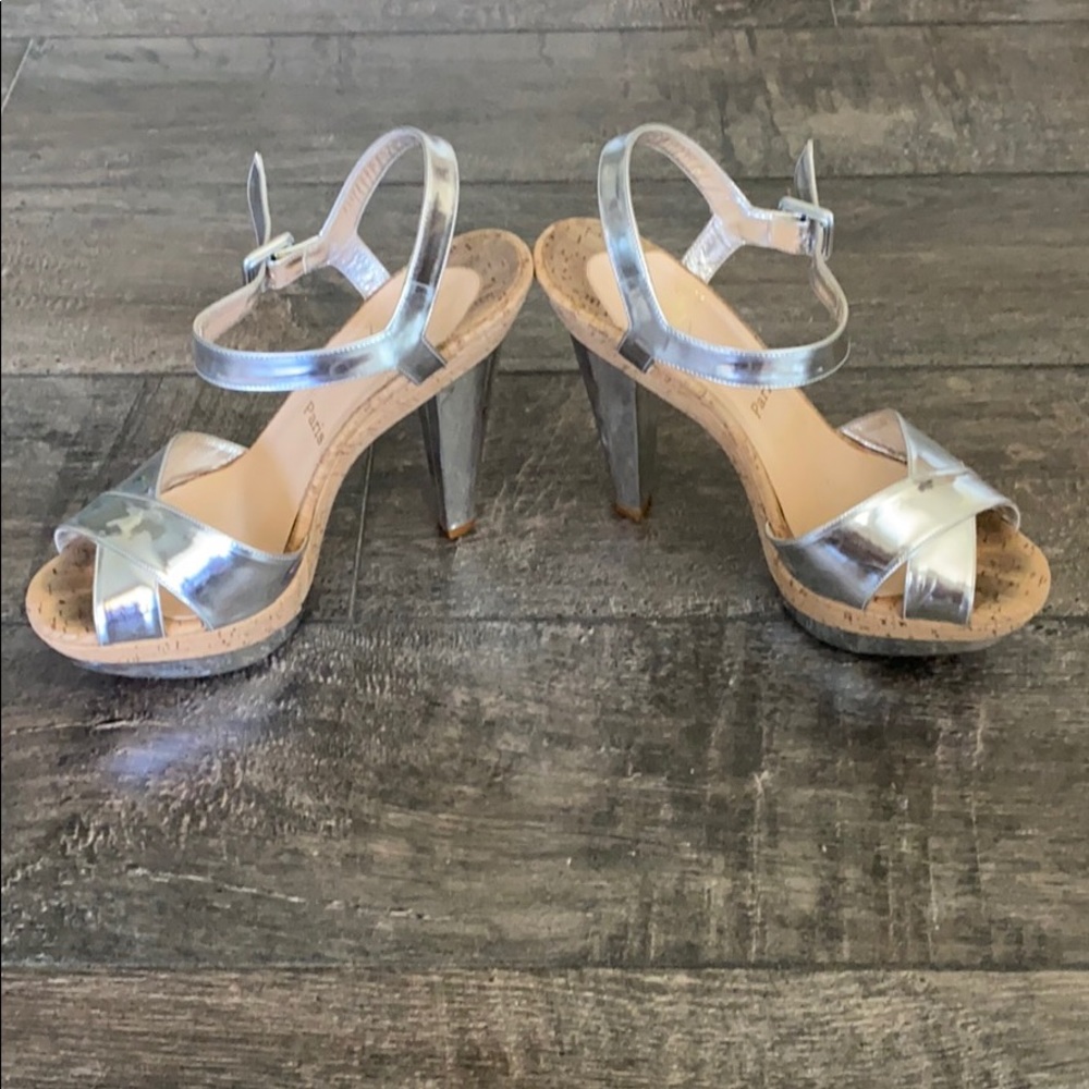 Christian Louboutin silver and cork platform